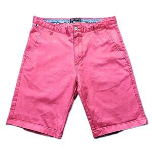 LON NYC Chino Shorts Size 32 Cotton Stretch Casual Summer Flat Pink
